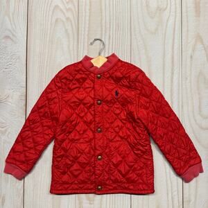 Polo Ralph Lauren Unisex Size 5 Quilted Bomber Barn Zipper Jacket Red